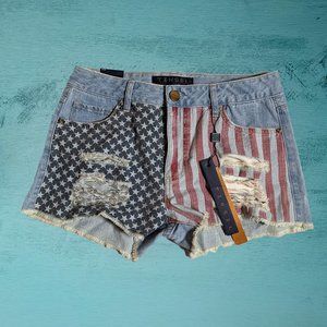 NWT Tinsel American Flag  Denim Shorts